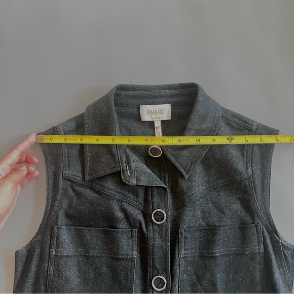 Laundry by Shelli Segal Brushed Cotton Collared Belted Dark Grey Dress Size 2 - Picture 3 of 12